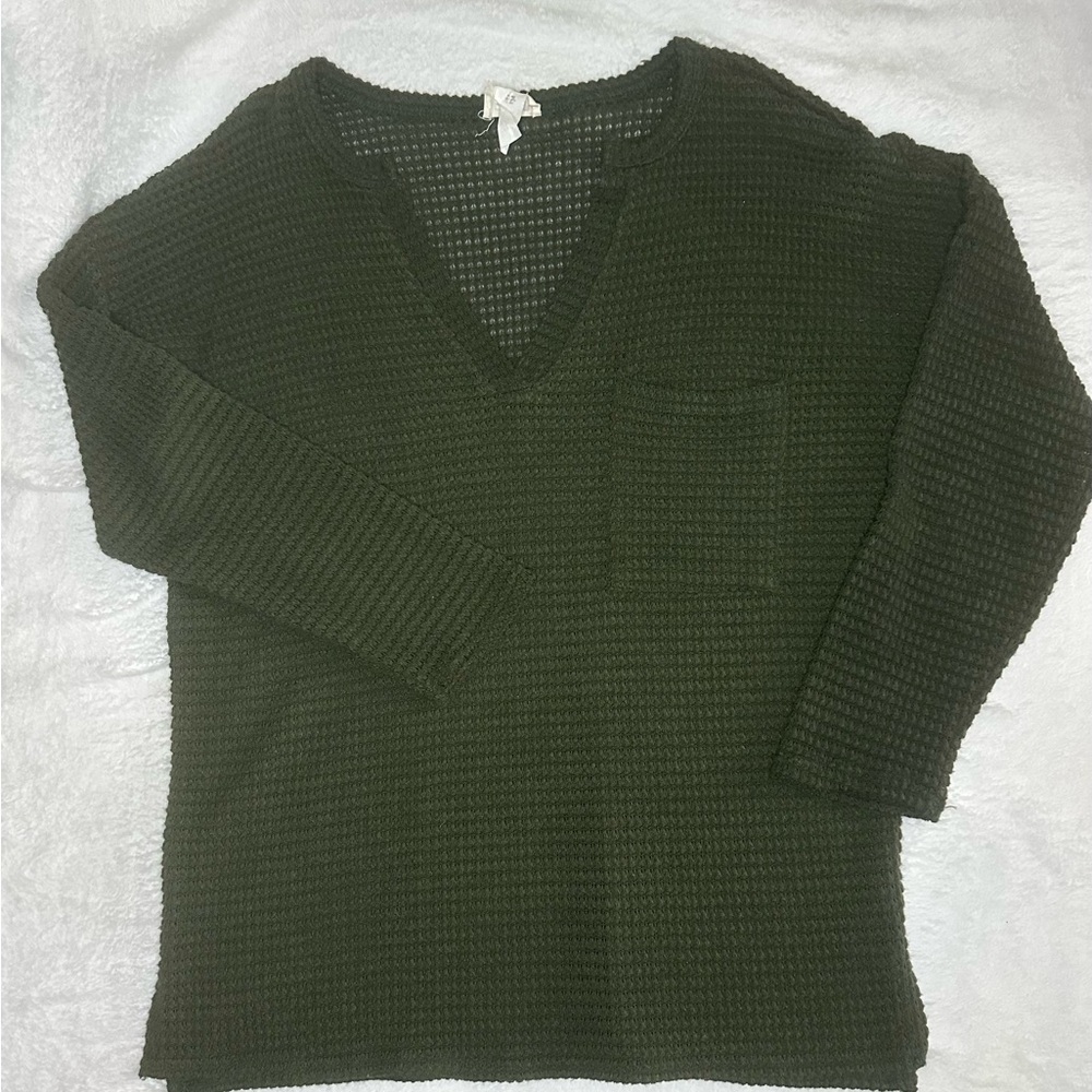 BiBi Olive Waffle Knit Top